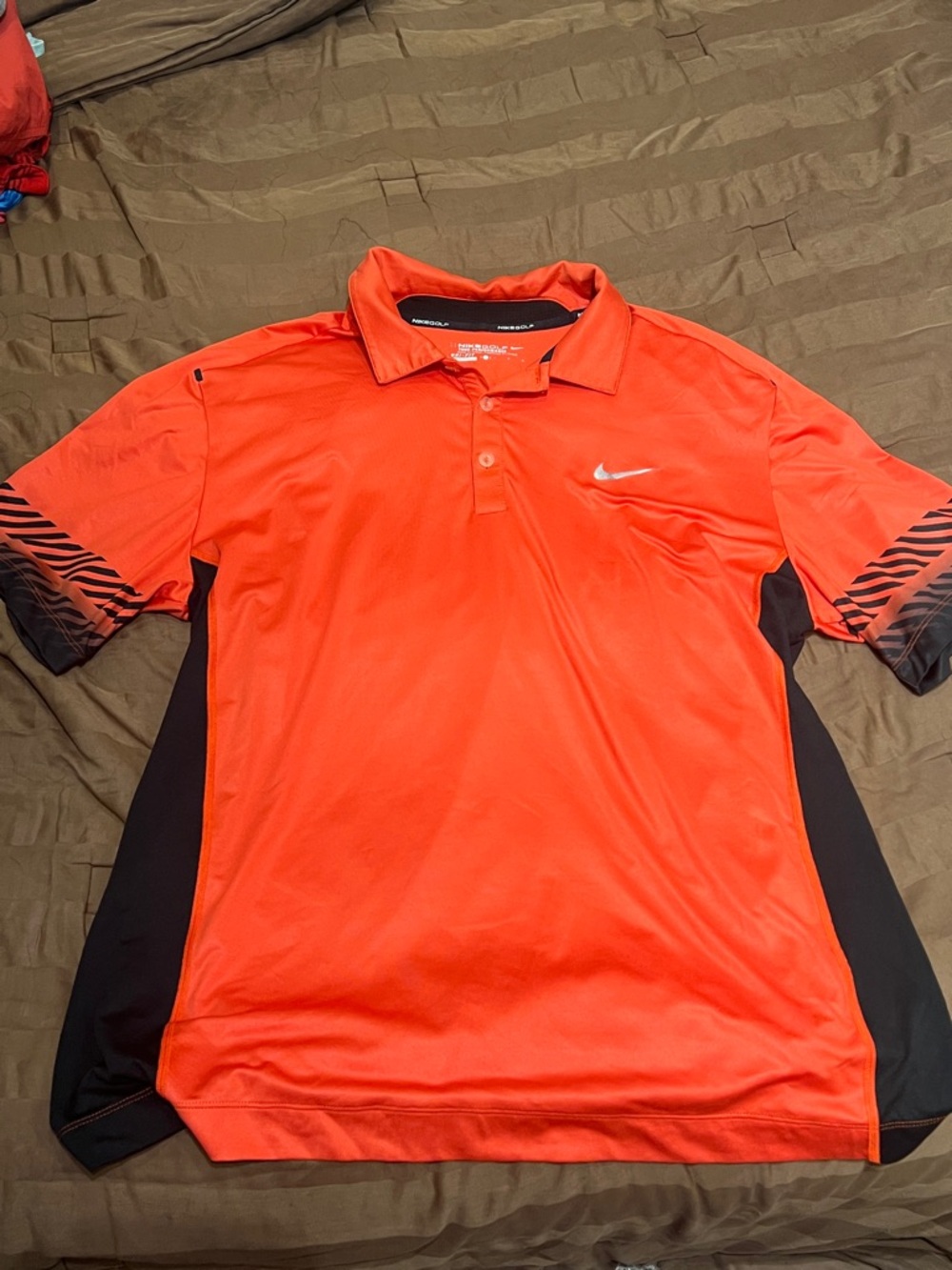 Nike Men’s Bright Orange Polo with Black Side Panels